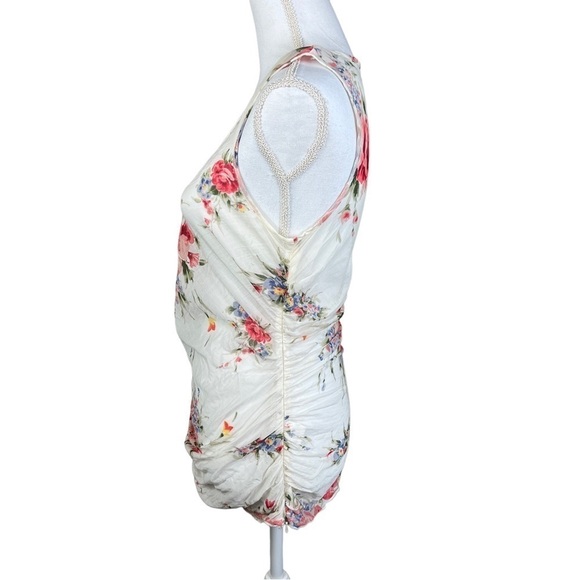 Karen Kane Floral and Rhinestone Embossed gathered sides Silk Blend Sleeveless M - Picture 2 of 12